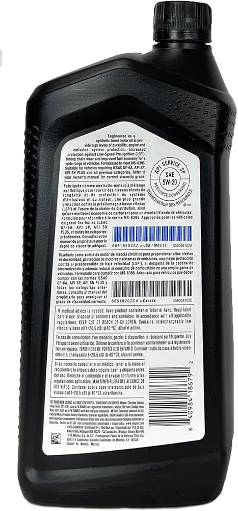 Mopar MaxPro 5W20 SAE - 1LT