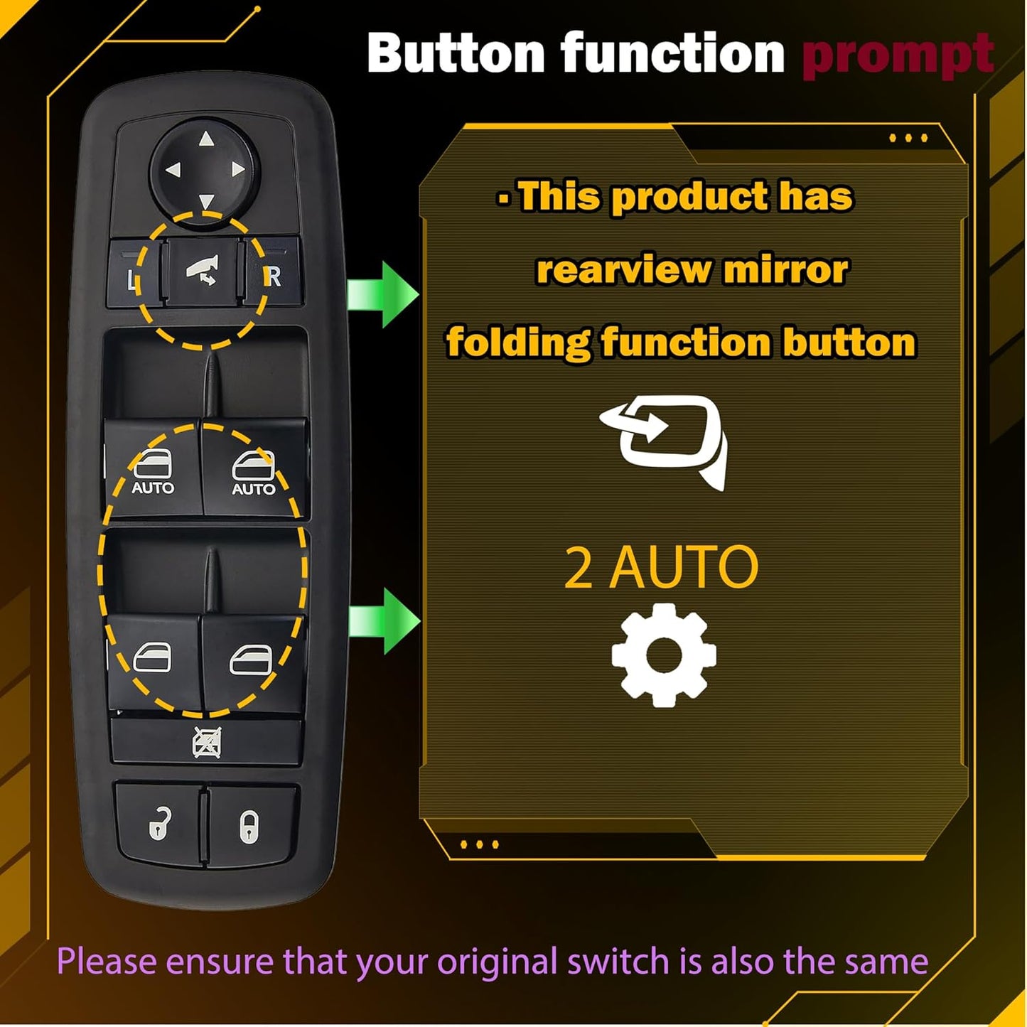 Power Window Switch for 2014-2020 - Folding